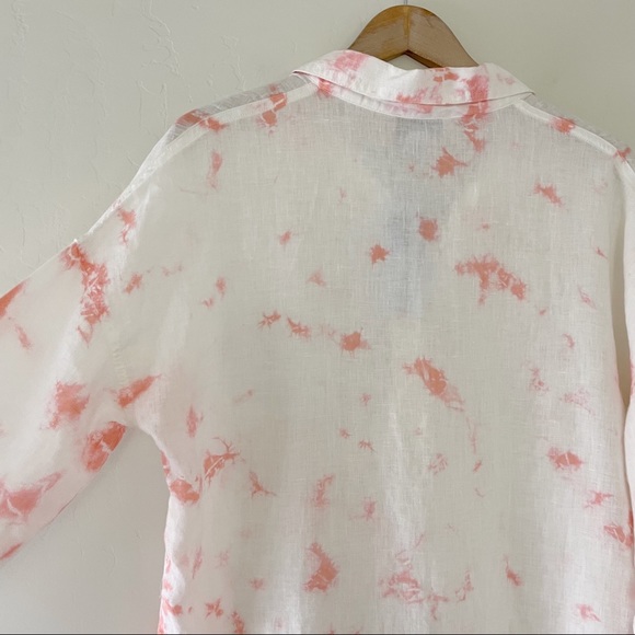 Rachel Zoe Tie Dye 100% Linen Top Pink - Picture 9 of 10